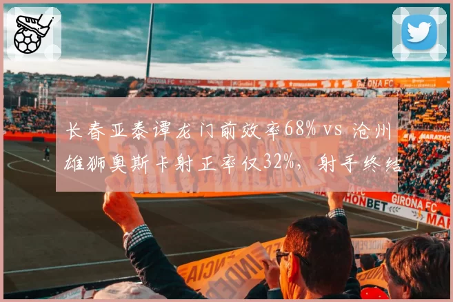 长春亚泰谭龙门前效率68% vs 沧州雄狮奥斯卡射正率仅32%，射手终结能力天差地别